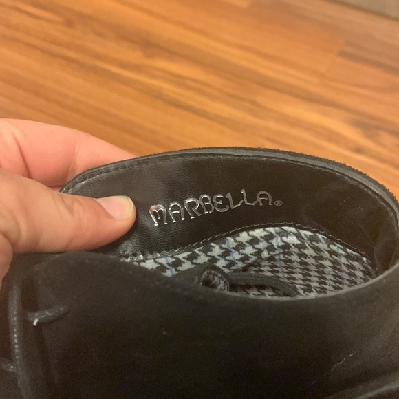 Marbella wedge heeled booties black womens size 6 1/2 - Picture 3 of 5